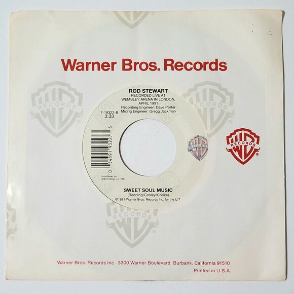 Rod Stewart Temptations The Motown Song / Sweet Soul Music 45 RPM M- Rock '91 - Picture 2 of 2
